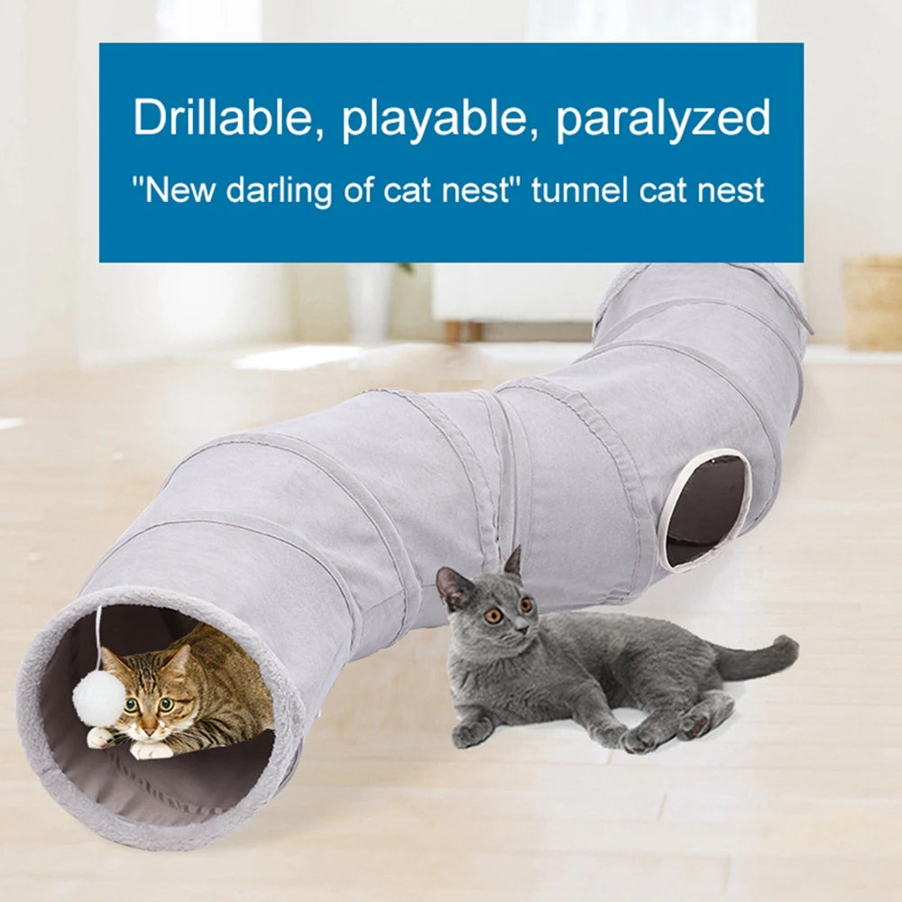 Pet Cat Tunnel Tube Funny Toys for Indoor Cats Collapsible S Shape Cat Tunnel Interactive Rabbit Play Games Pet Kitty Tunnel