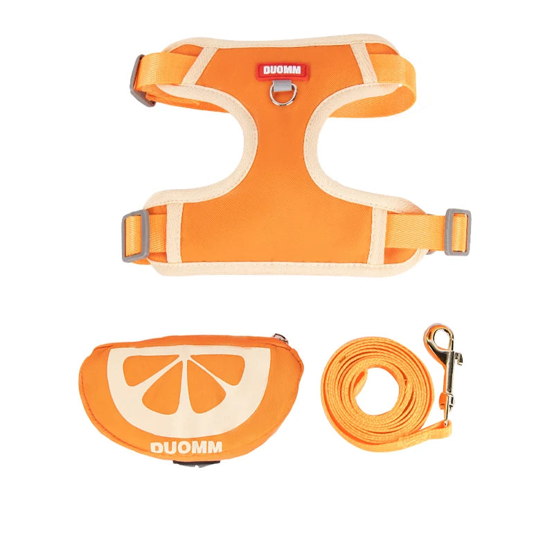 Cute Fruit-Themed Cat Harness with Detachable Backpack - Reflective, Adjustable Vest for Small to Medium Cats,Cat Backpack