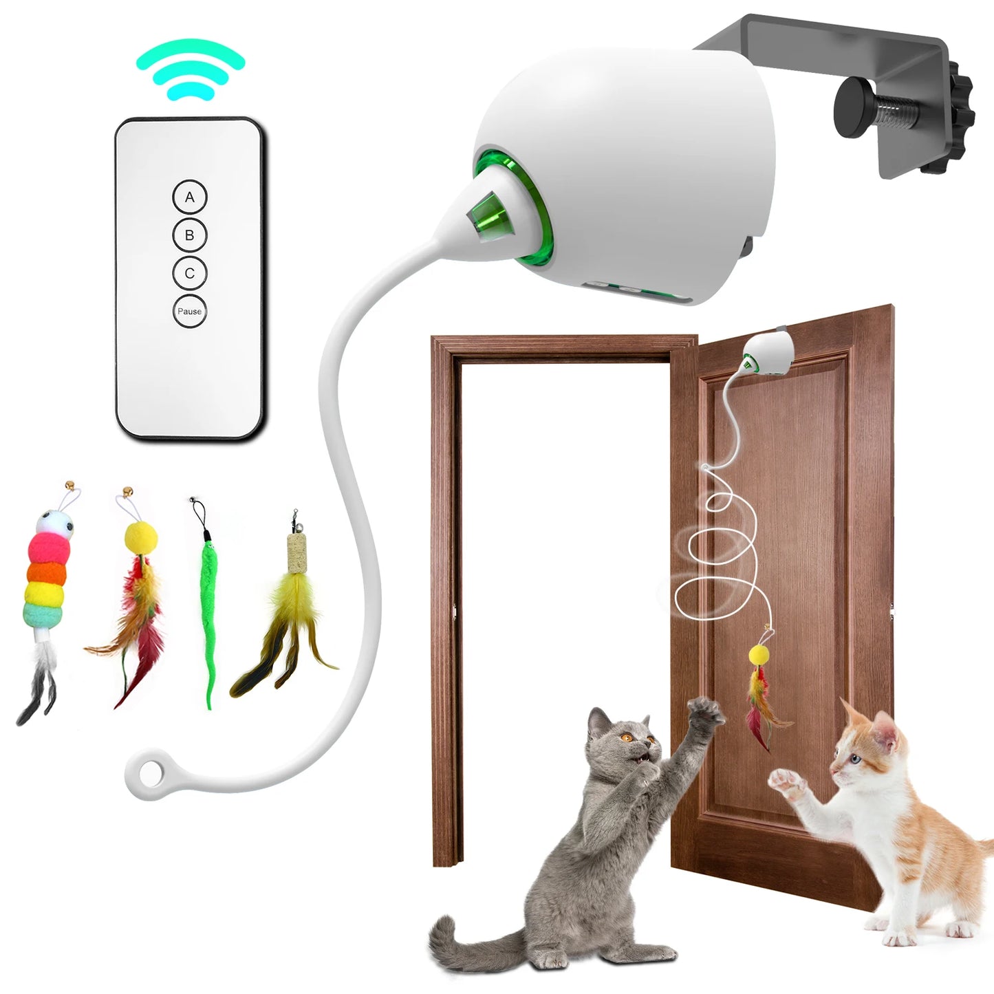 Interactive Cat Feather Toys, Hanging Electric Cat Toys for Indoor Cats, Cat Teaser Toy, Kitten Toys, Automatic Cat Toy