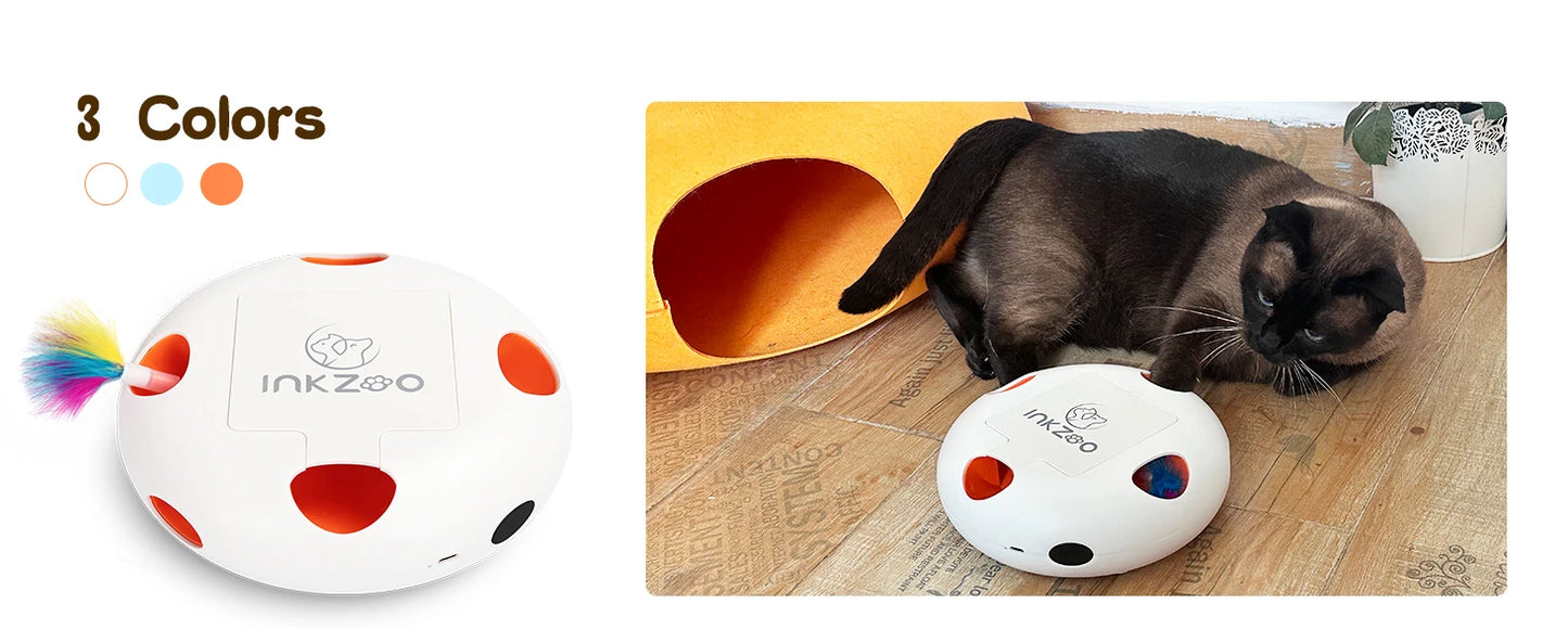 INKZOO Cat Toys, Interactive Cat Toys for Indoor Cats, Smart Interactive Kitten Toy, Automatic 7 Holes Mice Whack-A-Mole