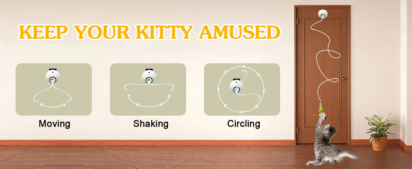 Interactive Cat Feather Toys, Hanging Electric Cat Toys for Indoor Cats, Cat Teaser Toy, Kitten Toys, Automatic Cat Toy