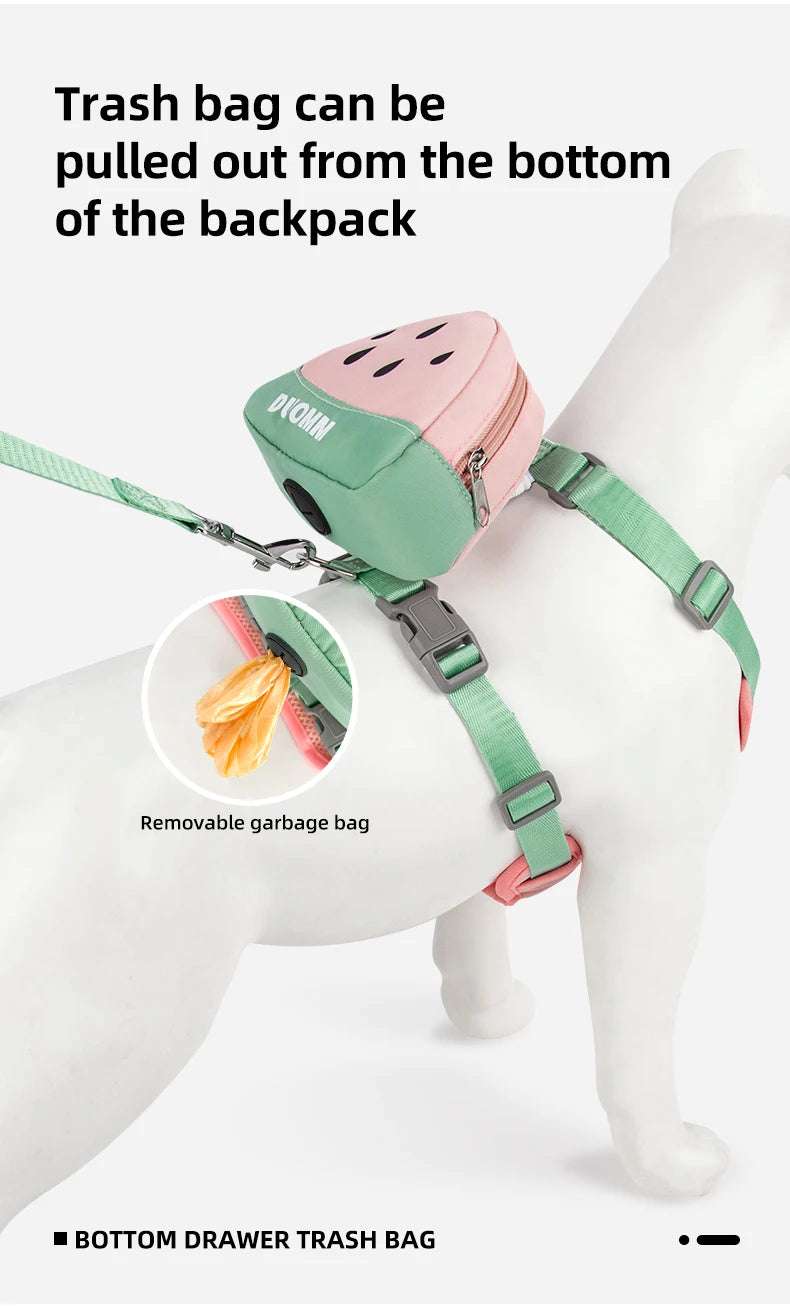 Cute Fruit-Themed Cat Harness with Detachable Backpack - Reflective, Adjustable Vest for Small to Medium Cats,Cat Backpack
