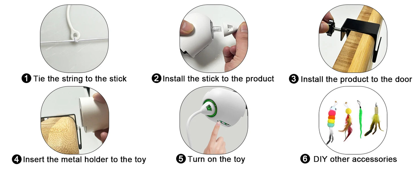 Interactive Cat Feather Toys, Hanging Electric Cat Toys for Indoor Cats, Cat Teaser Toy, Kitten Toys, Automatic Cat Toy