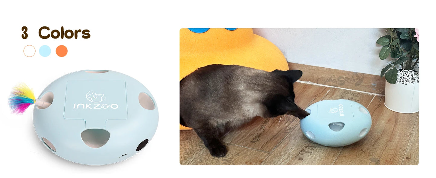 INKZOO Cat Toys, Interactive Cat Toys for Indoor Cats, Smart Interactive Kitten Toy, Automatic 7 Holes Mice Whack-A-Mole