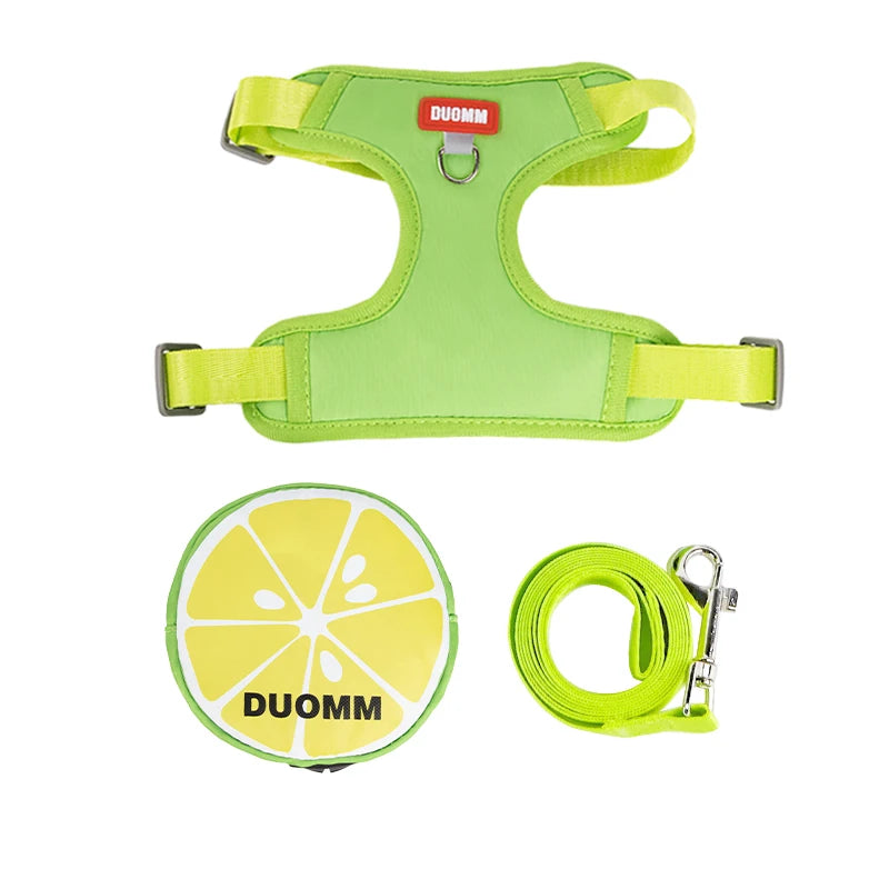 Cute Fruit-Themed Cat Harness with Detachable Backpack - Reflective, Adjustable Vest for Small to Medium Cats,Cat Backpack