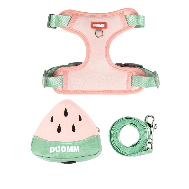 Cute Fruit-Themed Cat Harness with Detachable Backpack - Reflective, Adjustable Vest for Small to Medium Cats,Cat Backpack
