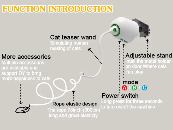 Interactive Cat Feather Toys, Hanging Electric Cat Toys for Indoor Cats, Cat Teaser Toy, Kitten Toys, Automatic Cat Toy