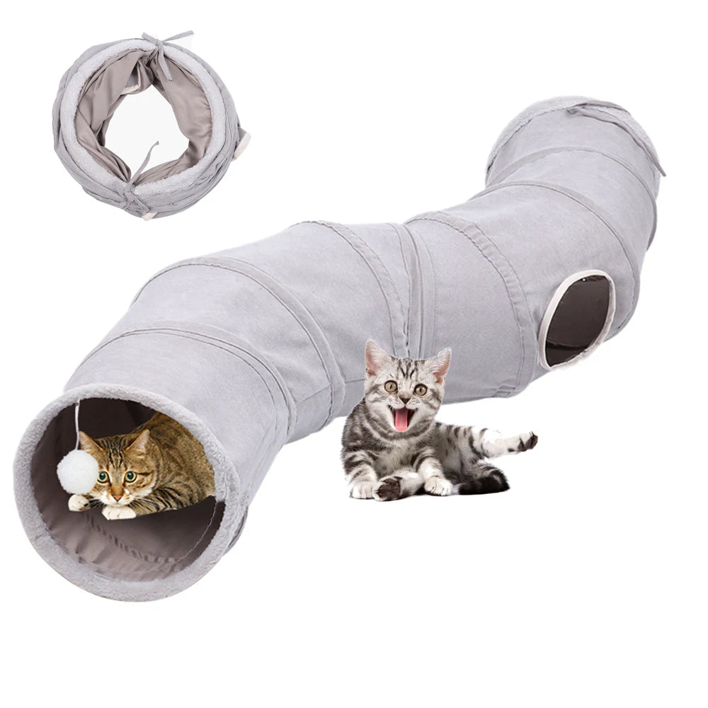 Pet Cat Tunnel Tube Funny Toys for Indoor Cats Collapsible S Shape Cat Tunnel Interactive Rabbit Play Games Pet Kitty Tunnel