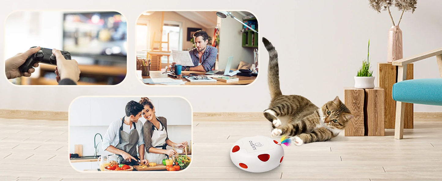 INKZOO Cat Toys, Interactive Cat Toys for Indoor Cats, Smart Interactive Kitten Toy, Automatic 7 Holes Mice Whack-A-Mole