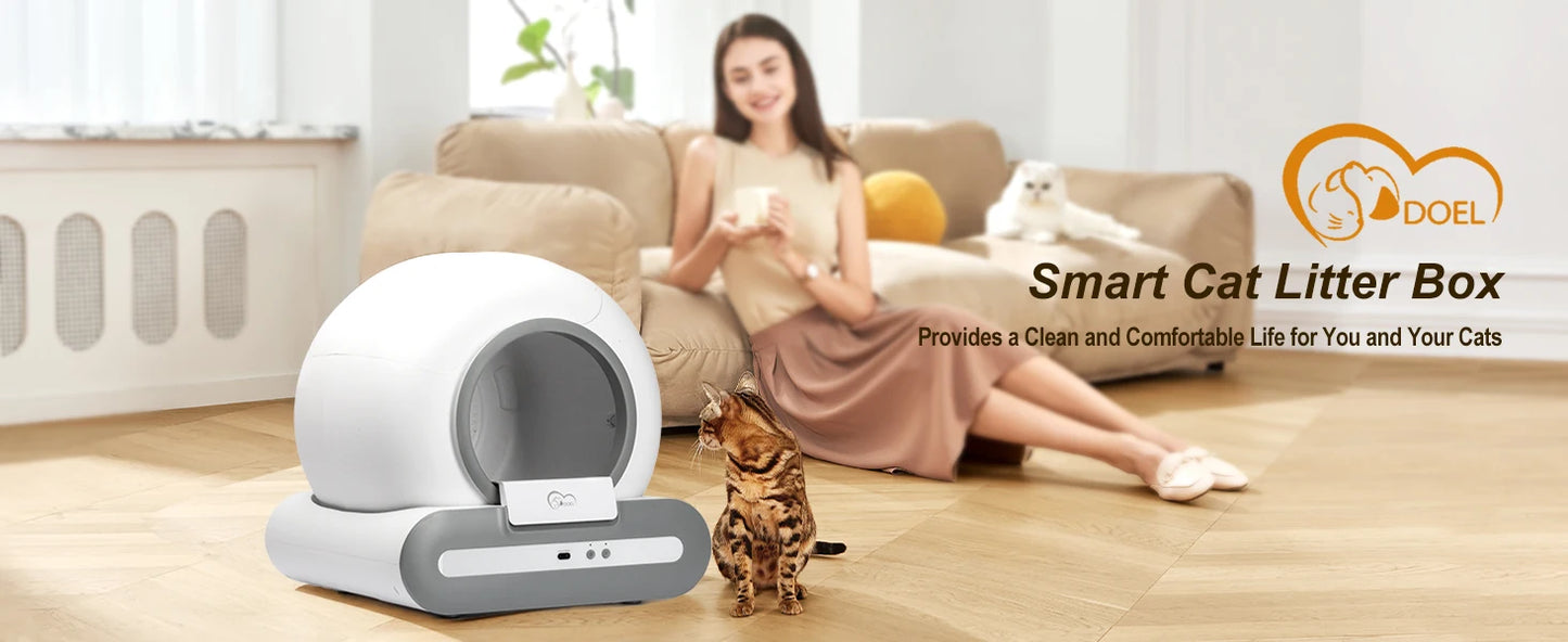 DOEL Automatic Cat Litter Box Self Cleaning with App Control & Cat Litter Mat Smart Cat Toilet for Multiple Large Cats
