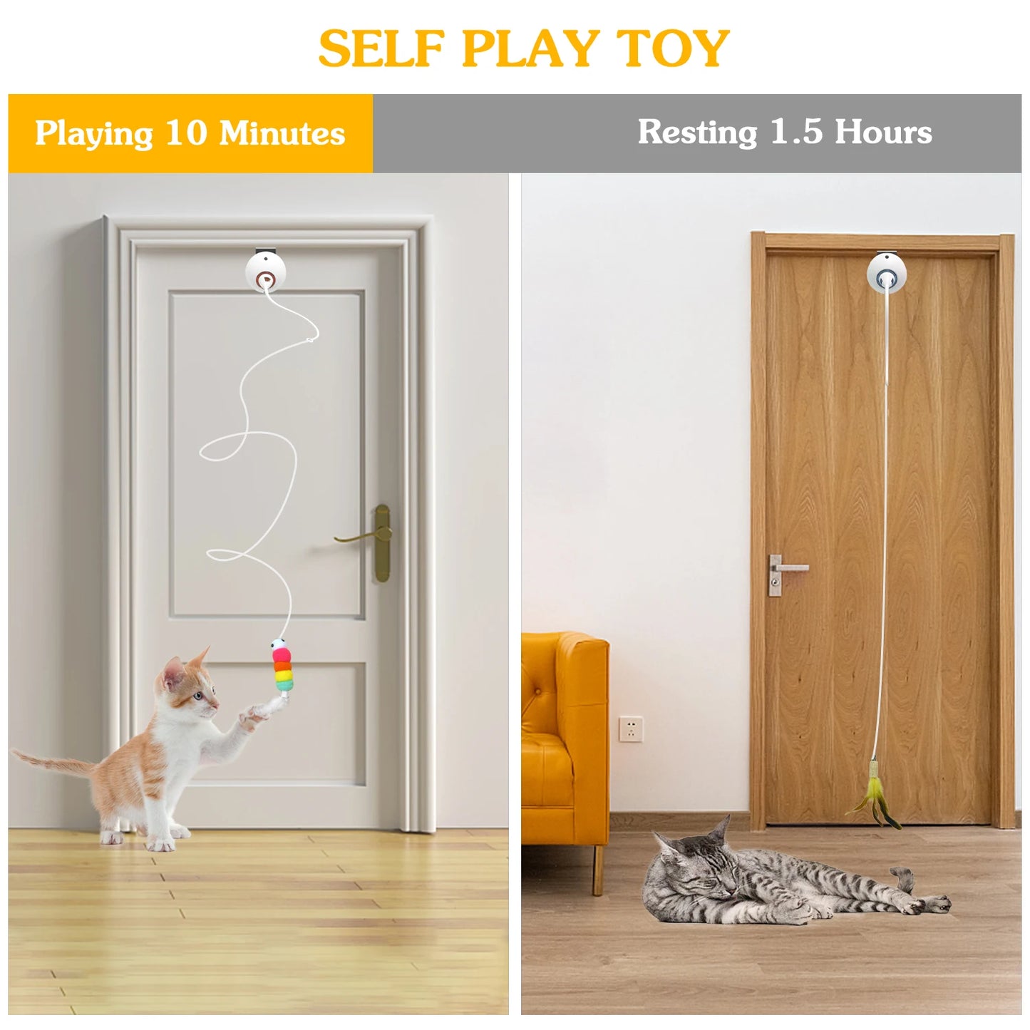 Interactive Cat Feather Toys, Hanging Electric Cat Toys for Indoor Cats, Cat Teaser Toy, Kitten Toys, Automatic Cat Toy