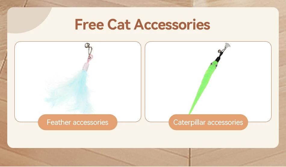 ROJECO Automatic Cat Laser Toy Retractable Cat Teaser Wand with Feather Caterpillar Interactive Pet Laser Toys for Kitten Cats
