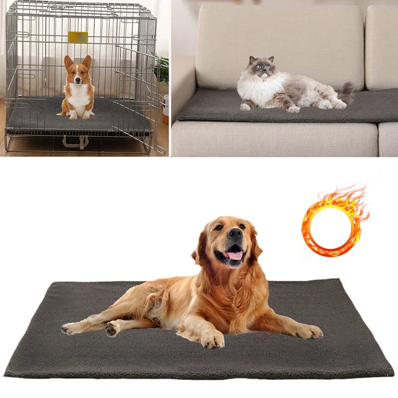 Self Warming Cat Bed Self Heating Cat Dog Mat Extra Warm Thermal Pet Crate Pad For Indoor Outdoor Pets With Removable Cover