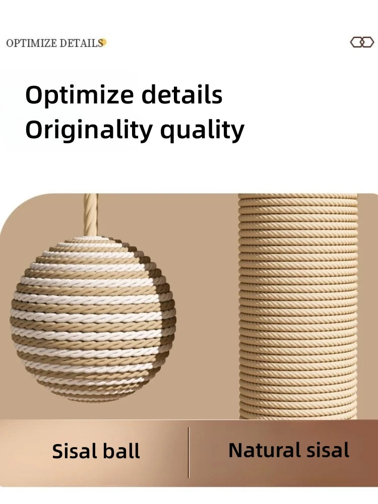 Pet Cat Toy Solid Wood Cat Turntable Funny Cat Stick Balls Durable Sisal Scratching Board Cat Supplies Cat Grab Column