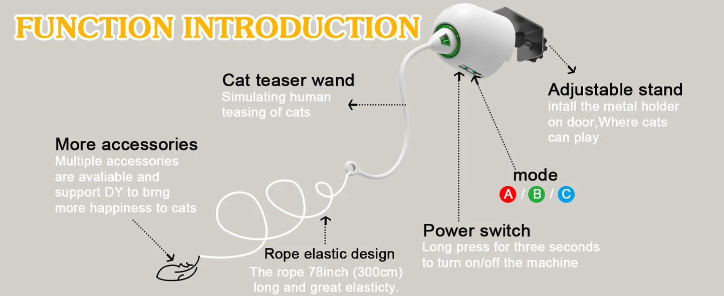 Interactive Cat Feather Toys, Hanging Electric Cat Toys for Indoor Cats, Cat Teaser Toy, Kitten Toys, Automatic Cat Toy