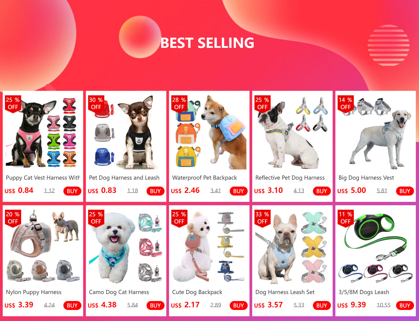 Cat Harness Leash Set Adjustable Dog Cat Collar for French Bulldog Harness Vest Puppy Chihuahua Pet Outdoor Walking Lead Leash