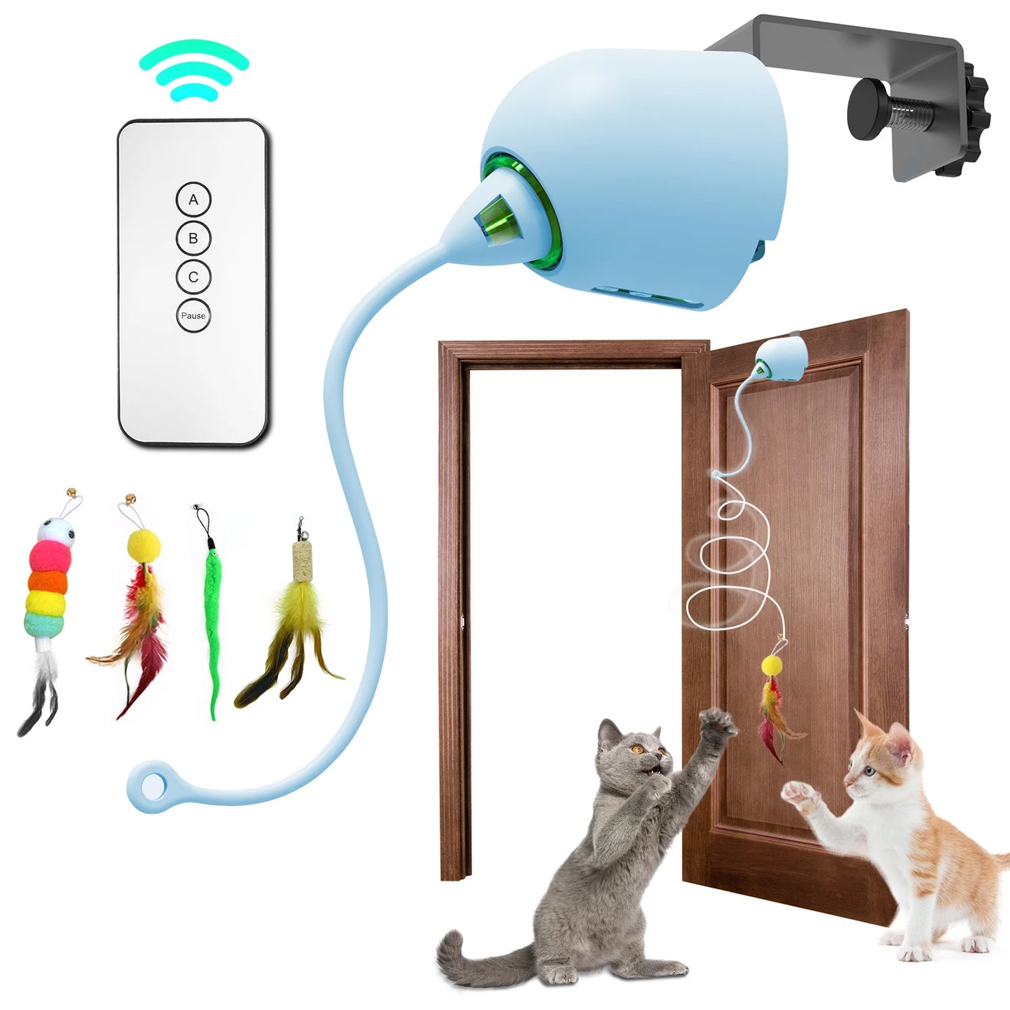 Interactive Cat Feather Toys, Hanging Electric Cat Toys for Indoor Cats, Cat Teaser Toy, Kitten Toys, Automatic Cat Toy
