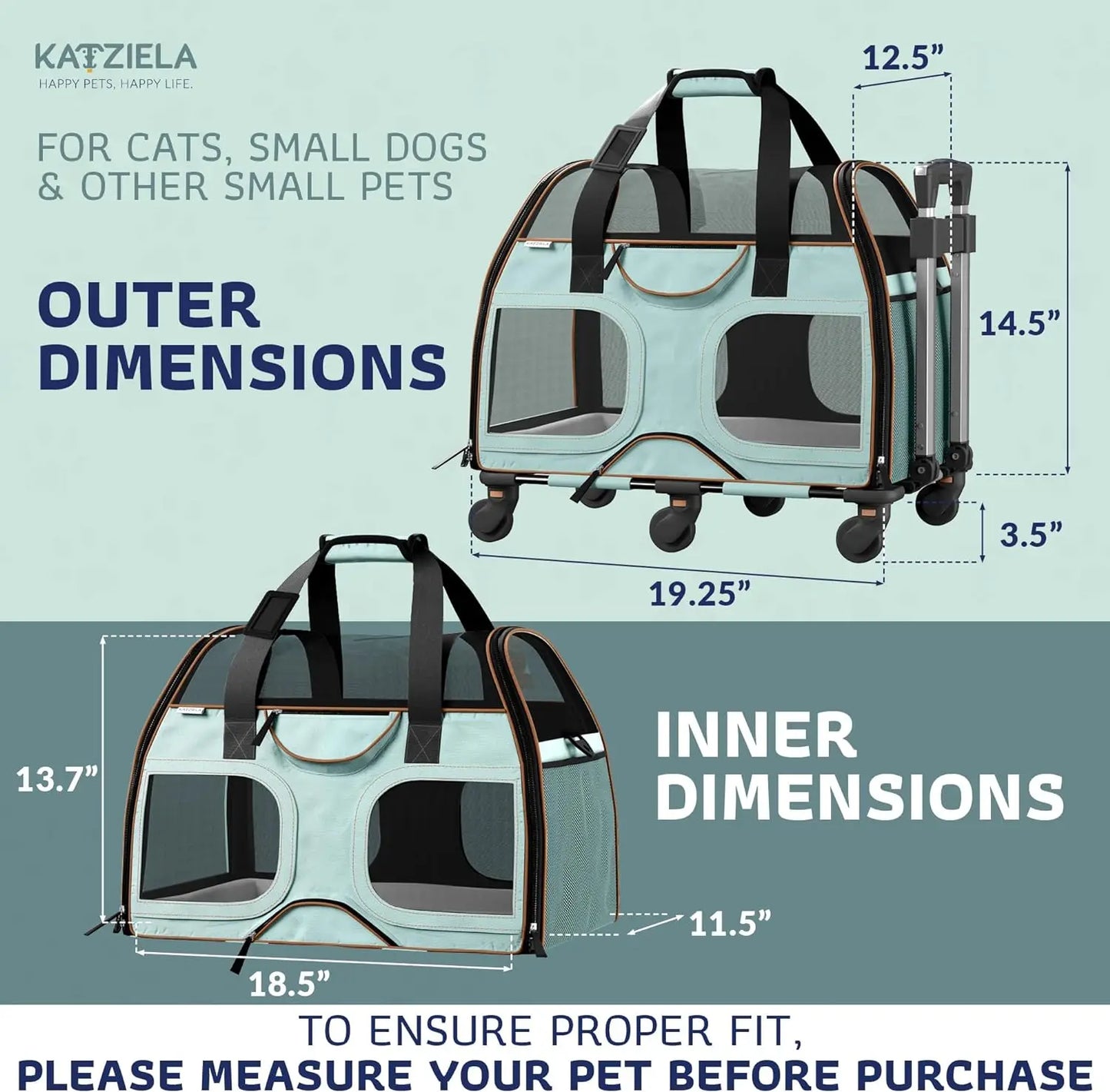 Pet Carrier - Airline Compliant Dog Carrier Pet Carrier for Small Dogs and Cats - Soft Travel Dog Luggage