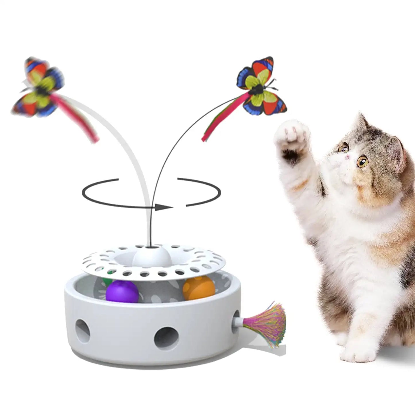 Cat Toys 3-in-1 Smart Interactive ElectronicToy, Fluttering Butterfly, Ambush Feather,Battery Powered, Indoor Exercise Cat Toy