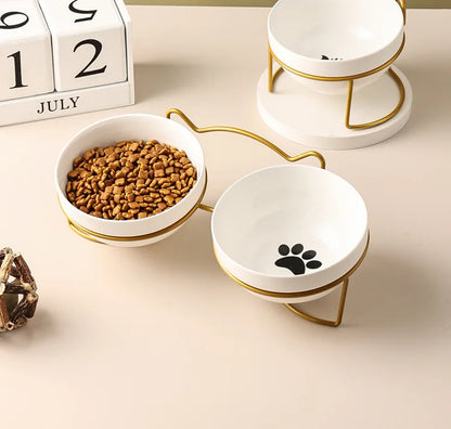 1-3pcs Creative Cervical Protection Pet Supplies Ceramic Double Cat Bowl Ceramic Cat Bowl Food Bowl Dog Drinking Water Food Bowl