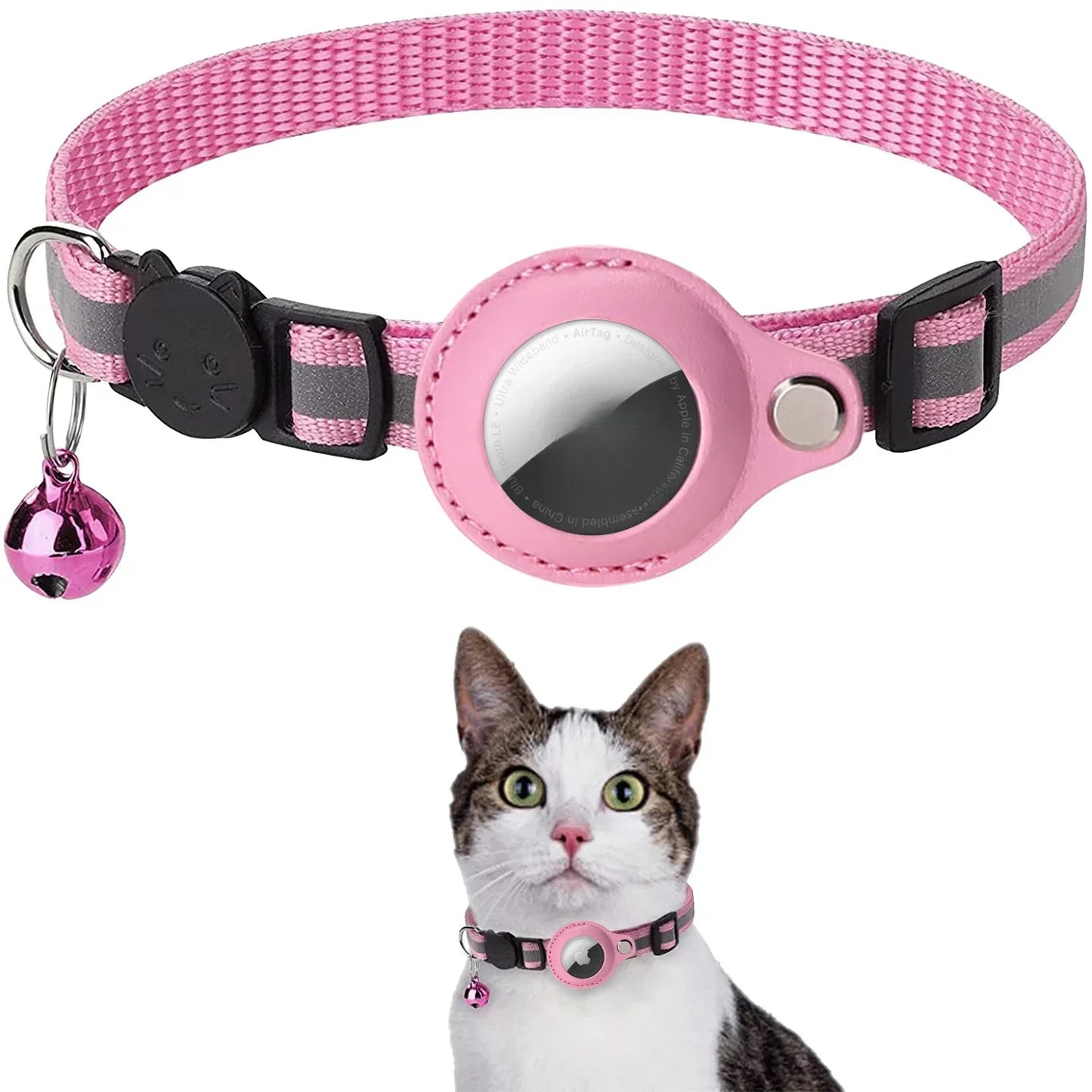 Apple Airtag Case cat collar with bell reflex nylon collar No include GPS find anti-lost location tracker No locator