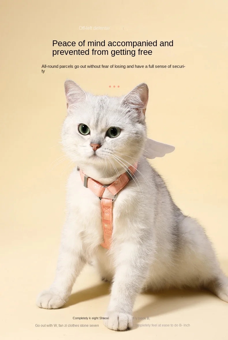 Sweet Angel Wing Cat Harness 120cm Leash Outdoor Cat Dog Harness and Leash Set Water Proof Vest Chest Strap Kitten Accessories