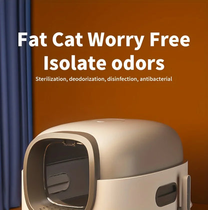 1 Extra Large Fully Enclosed Cat Litter Box, Cat Toilet for Home Use, Leak Proof and Splash Proof, Three-layer Foldable