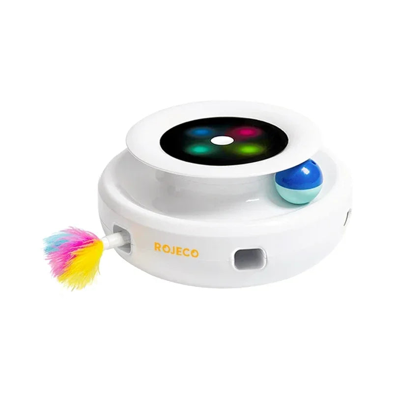 ROJECO 2 In 1 Interactive Cat Toy Rechargeable Pet Toy Ball With Feather Automatic Teasing Pets Dog Indoor Cat Toys Accessories