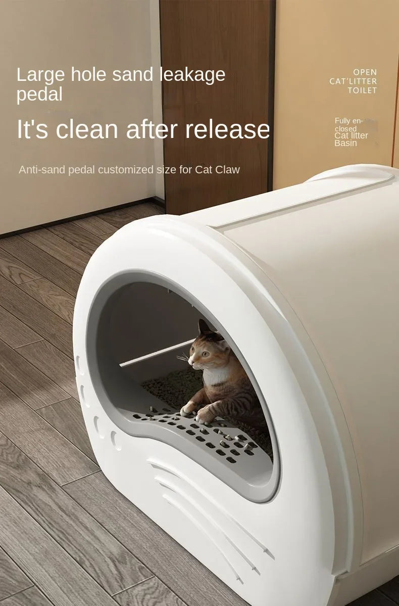 Cat Litter Box Fully Enclosed Splash-proof Cat Toilet with Litter Scoop Large Capacity Drawer Type Cat Litter Box Cat Accessorie