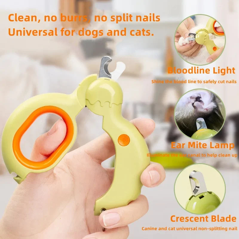 Pet nail clippers Dog Cat Nail Trimmer Labor-Saving Nail Clipper Convenient LED electric nail grinder dog grooming supplies