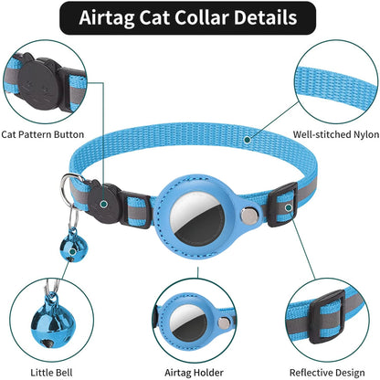 Apple Airtag Case cat collar with bell reflex nylon collar No include GPS find anti-lost location tracker No locator