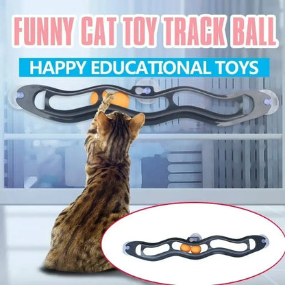 Plastic Sucker Cat Toy Track Ball Pet Accessories Window Table Tennis Adsorption Glass Cat Toy Funny Cat Educational Toys Supply