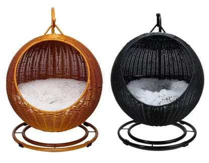 Internet celebrity semi-enclosed pet hammock cat nest cat cage round cat hanging bed basket rattan summerhammock