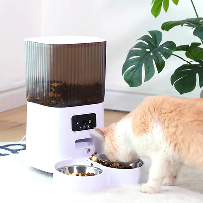 5L Pet Feeder with Camera Automatic Cat Feeder Smart Dog Food Dispenser WiFi Timing Quantitative Stainless Steel Feeding Bowl