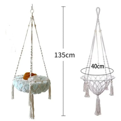 New Pet Hammock Cat Swing Hand Woven Cotton Rope Cats Hanging Basket  Kitten Hanging String Den Indoor Pend Nest Pets Supplies