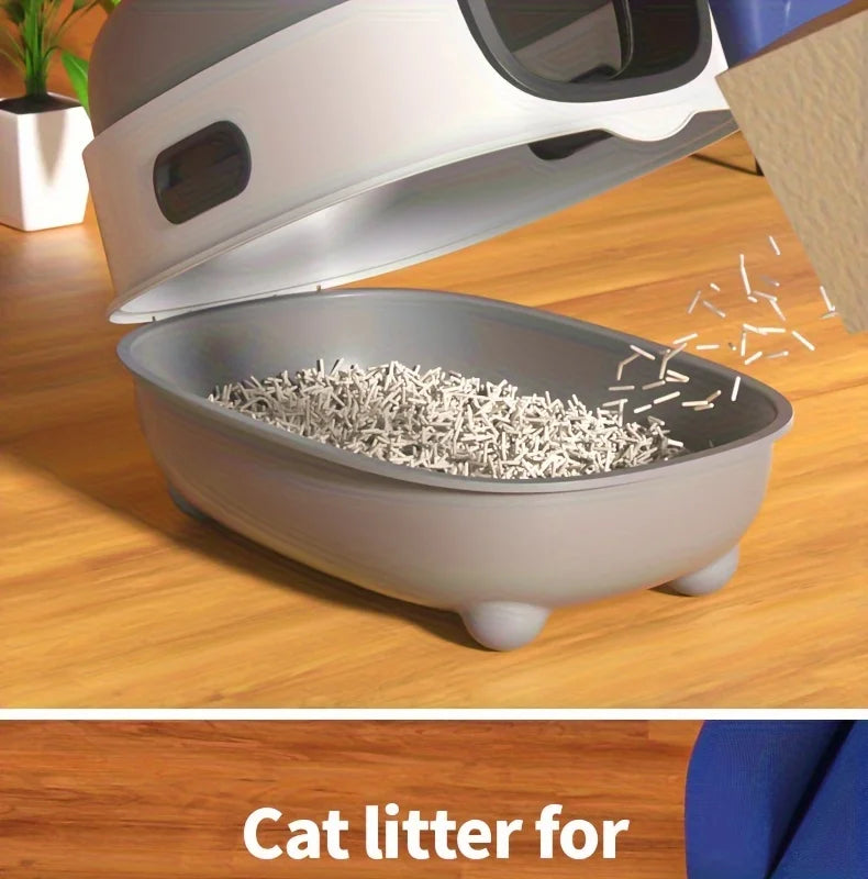 1 Extra Large Fully Enclosed Cat Litter Box, Cat Toilet for Home Use, Leak Proof and Splash Proof, Three-layer Foldable