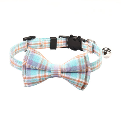 Pet Breakaway Kitten Cat Collar Bow Tie with Bell Cute Plaid Christmas Red Adjustable Dog Collar for Cats Kitten Accessories