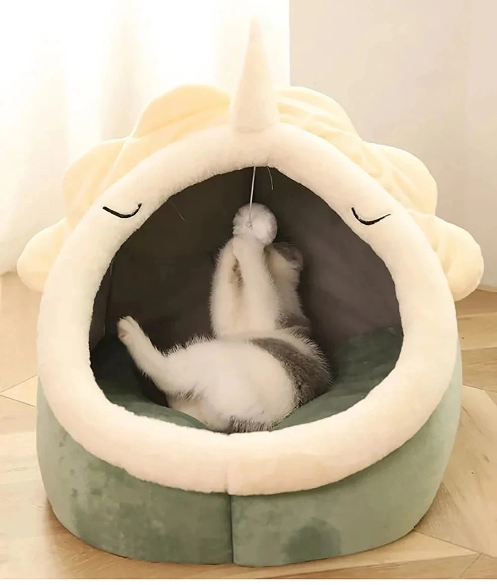 Pet Tent Cave Bed for Cats Small Dogs Self-Warming Cat Tent Bed Cat Hut Comfortable Pet Sleeping Bed Foldable Removable Washable