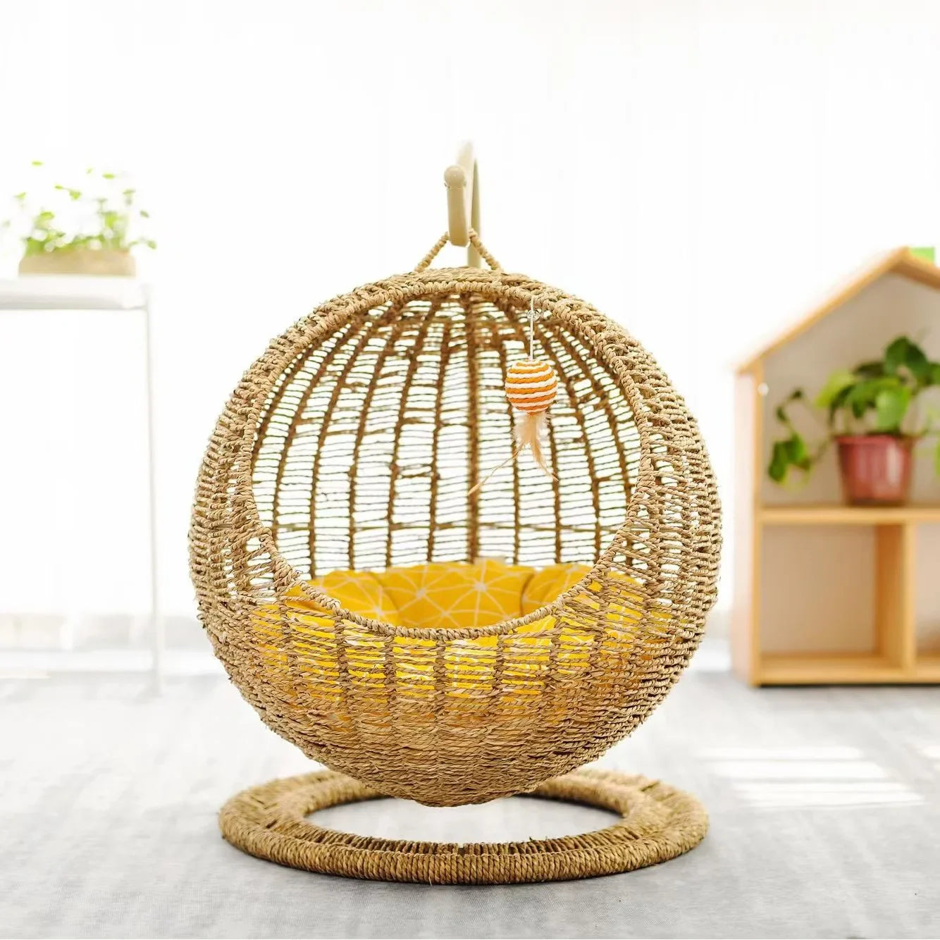 Internet celebrity semi-enclosed pet hammock cat nest cat cage round cat hanging bed basket rattan summerhammock