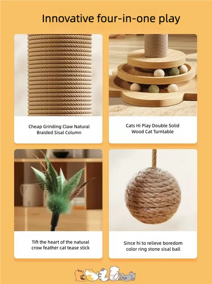 Cat scratch board is wear-resistant and does not shed debris. Cat scratch column is made of sisal hemp, and cat toys are used to