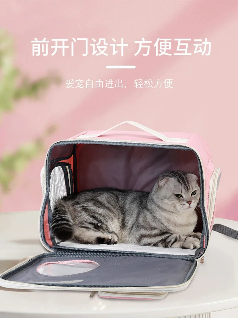 Breathable Cat Carrier Bags Portable Cat Bag Oxford Cloth Resistant Pet Bag Outdoor Pet Backpack Folding Cat Transport Bag