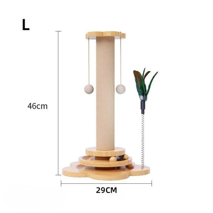 Pet Cat Toy Solid Wood Cat Turntable Funny Cat Stick  Balls Durable Sisal Scratching Board Cat Supplies Cat Grab Column