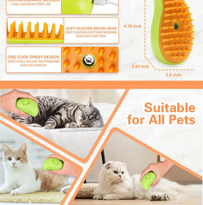 Cat Dog Steamy Brush Steam Brush Electric Sprayer for Massage Pet Grooming Tool Shedding 3 in 1 Electric Sprays Massage Combs