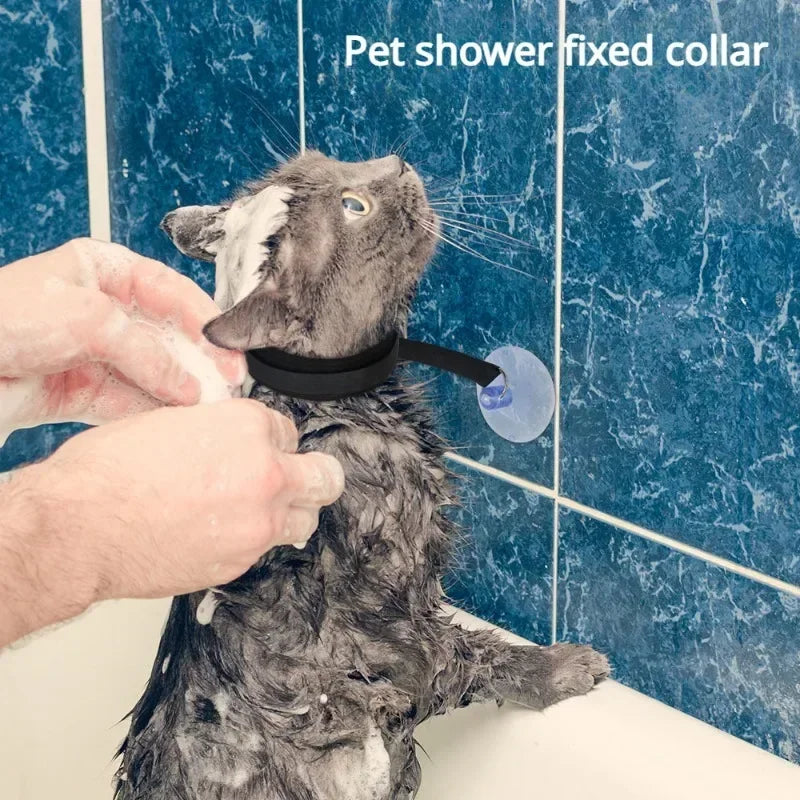 Pet Shower Fixed Collar Cat Dog Beauty Bath Traction Belt Suction Cup Fixed Adjustable Necklace Pet Kitten Restraint Supplies