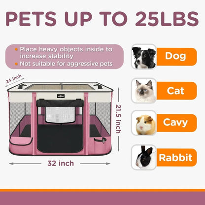 Foldable Pet Kitten Playpen, Upgrade Waterproof Portable Pet Cat Dog Playpen Kennel Tent for Small Dog Cat