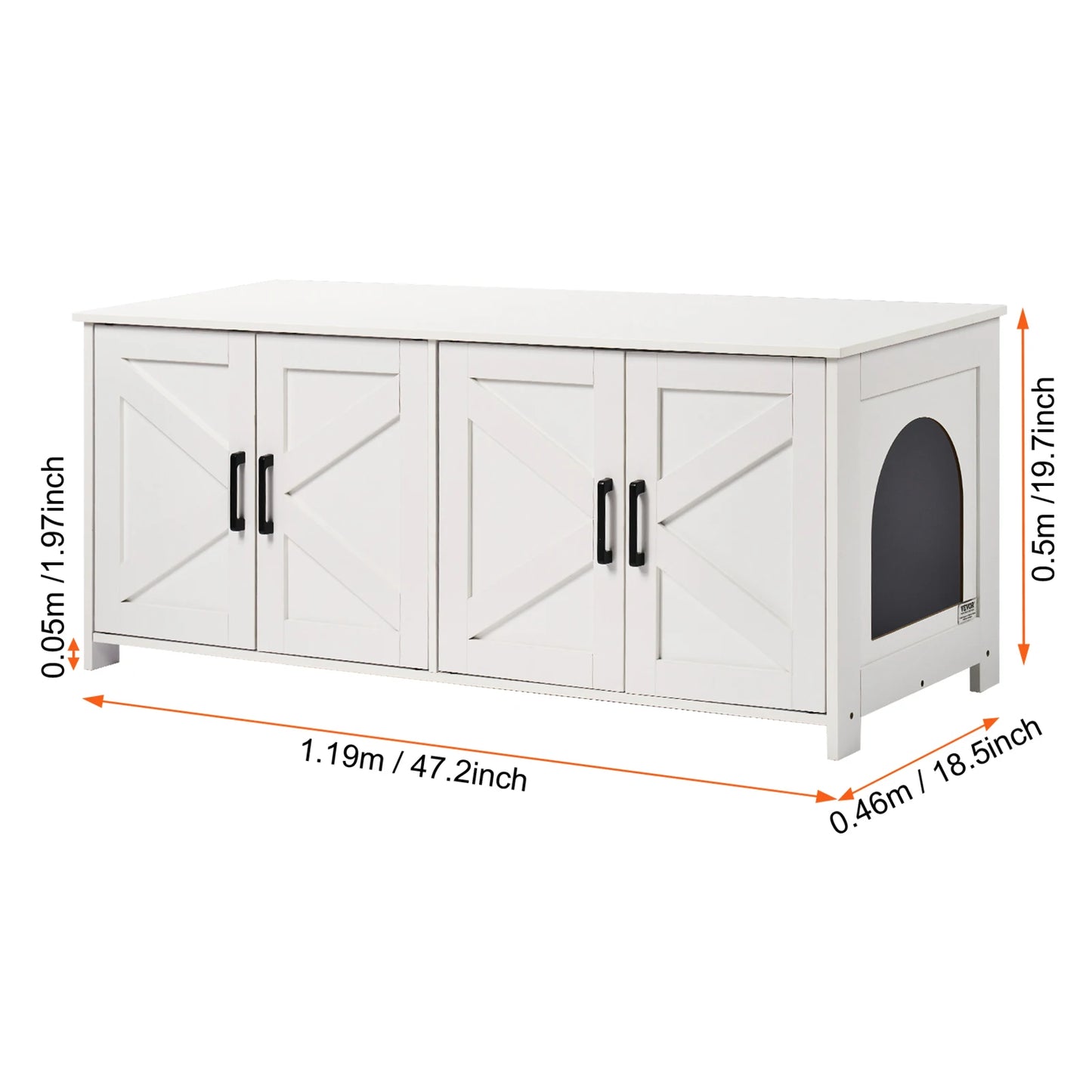 VEVOR Cat Litter Box Enclosure for 2 Cats Litter Box Furniture Hidden Wooden Cat Box Cabinet Fit Most of Litter Box White 19.4kg