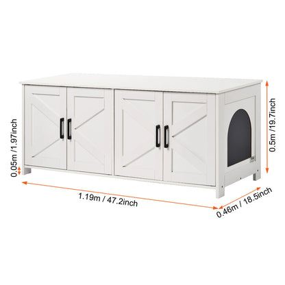 VEVOR Cat Litter Box Enclosure for 2 Cats Litter Box Furniture Hidden Wooden Cat Box Cabinet Fit Most of Litter Box White 19.4kg