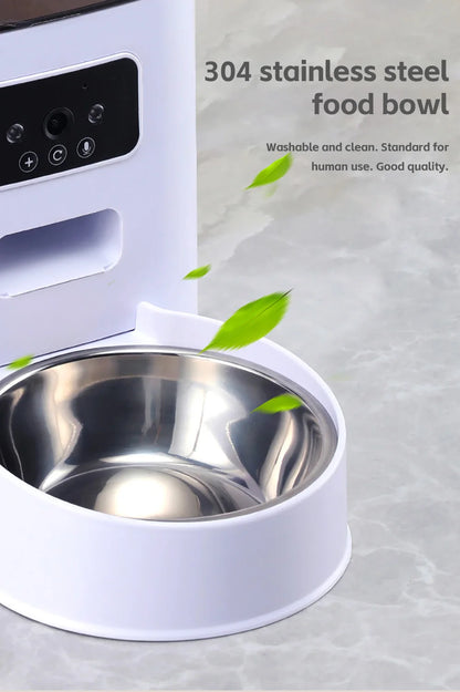 5L Pet Feeder with Camera Automatic Cat Feeder Smart Dog Food Dispenser WiFi Timing Quantitative Stainless Steel Feeding Bowl