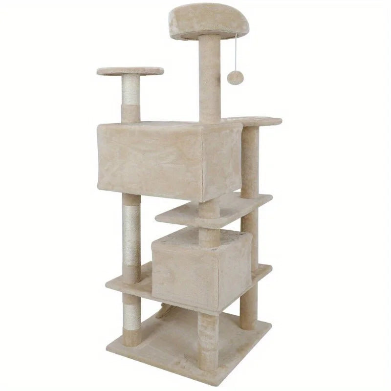 55" Cat Tree Tower Activity Center Playing House Grey/Beige/Blue/Brown/Pink