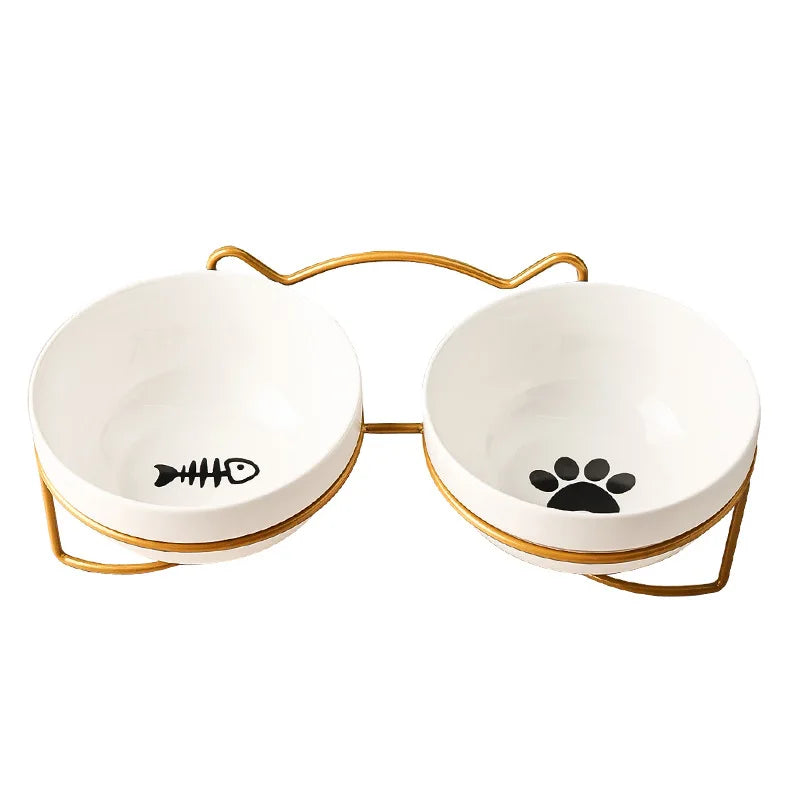 1-3pcs Creative Cervical Protection Pet Supplies Ceramic Double Cat Bowl Ceramic Cat Bowl Food Bowl Dog Drinking Water Food Bowl